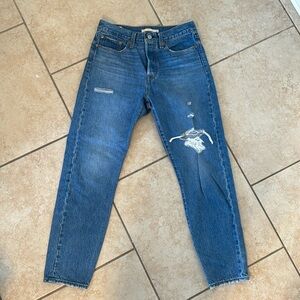 Levi’s Premium Wedgie Distressed Classic Blue Denim Wash